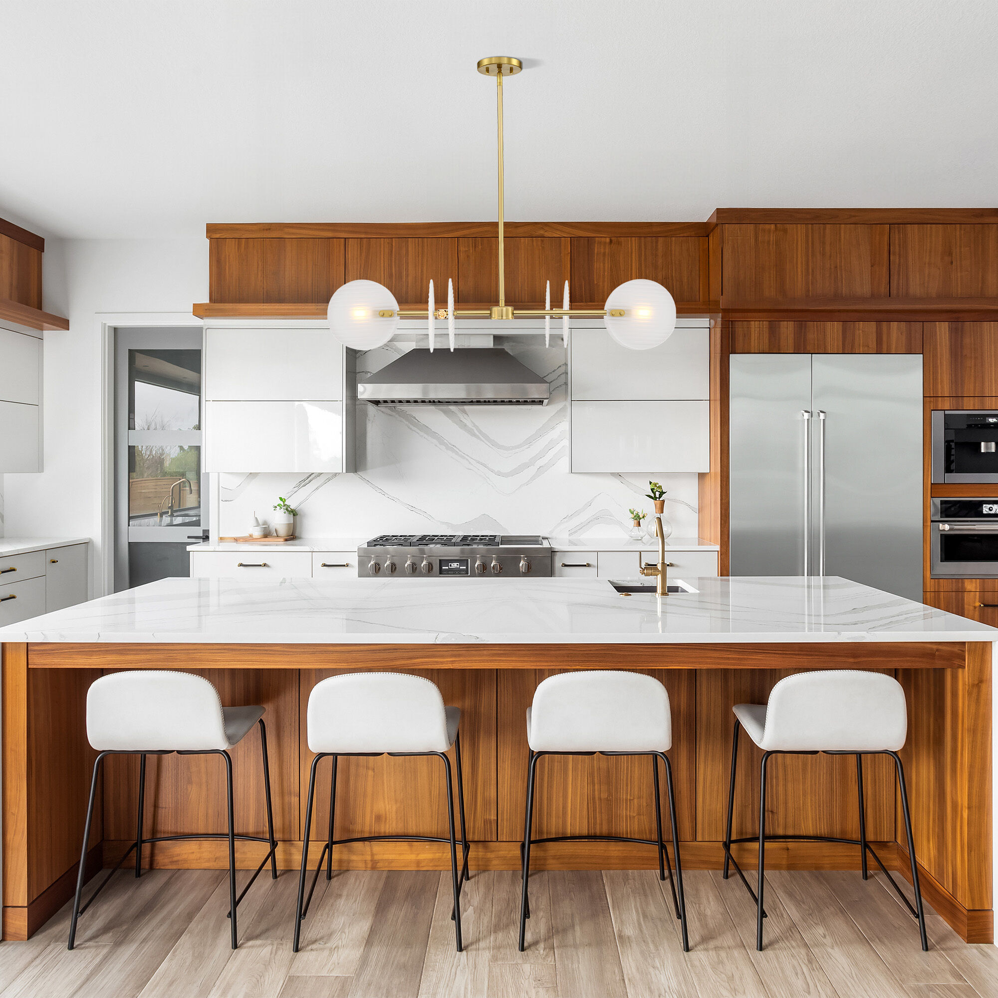 Sky Fall 4 Light 40 inch Brushed Gold Island Pendant Ceiling Light